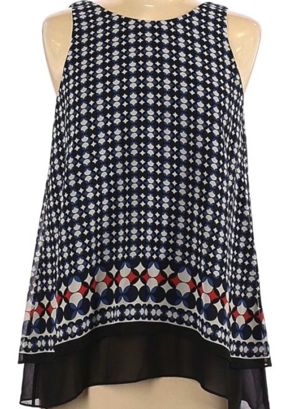 Max Studio Printed Navy Geometric Sleeveless Top - Women